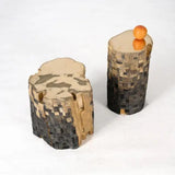 Blackened Brass Sculptural Log Stool Set