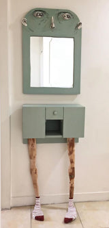 Long Legs Sculptural Dresser, Artistic Modern Wood & Mirror Accent Furniture Dubai