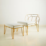 LENA Brass Armchair & Stool Set, Designer Furniture in Dubai
