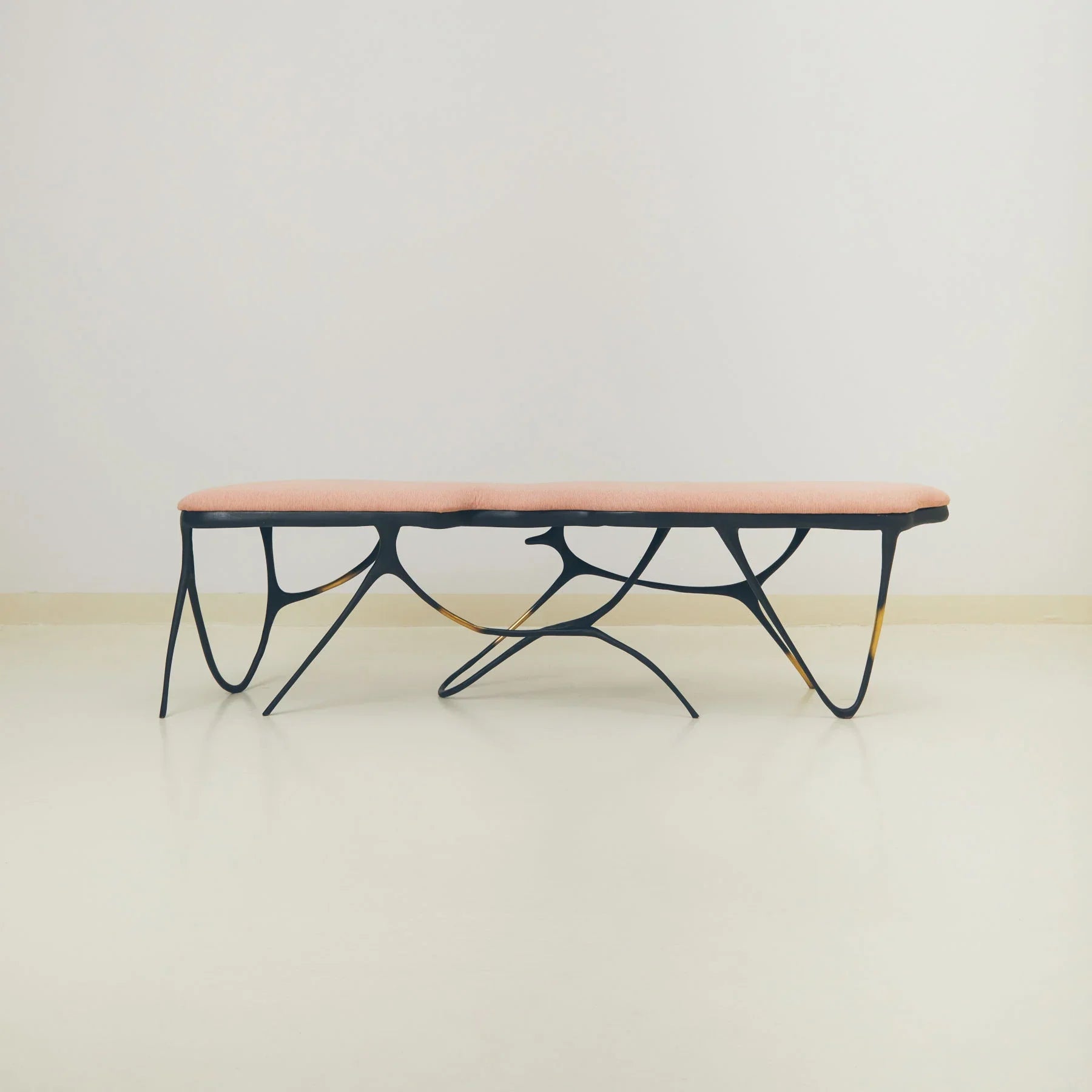 Blackened Upholstered Brass Bench, Designer Furniture in Dubai