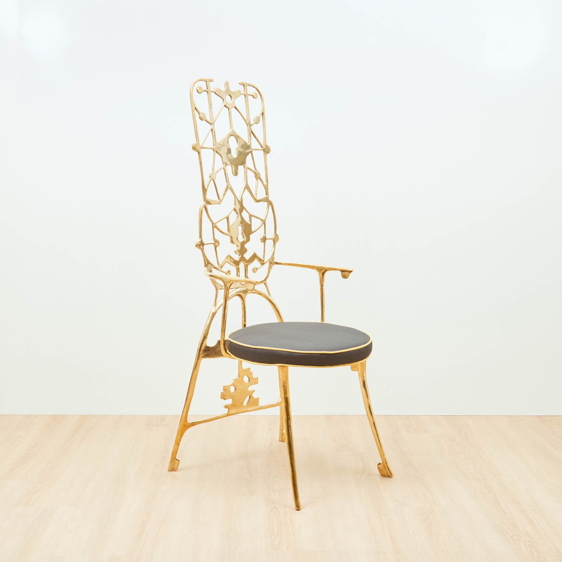 Golden Key High Back Brass Armchair