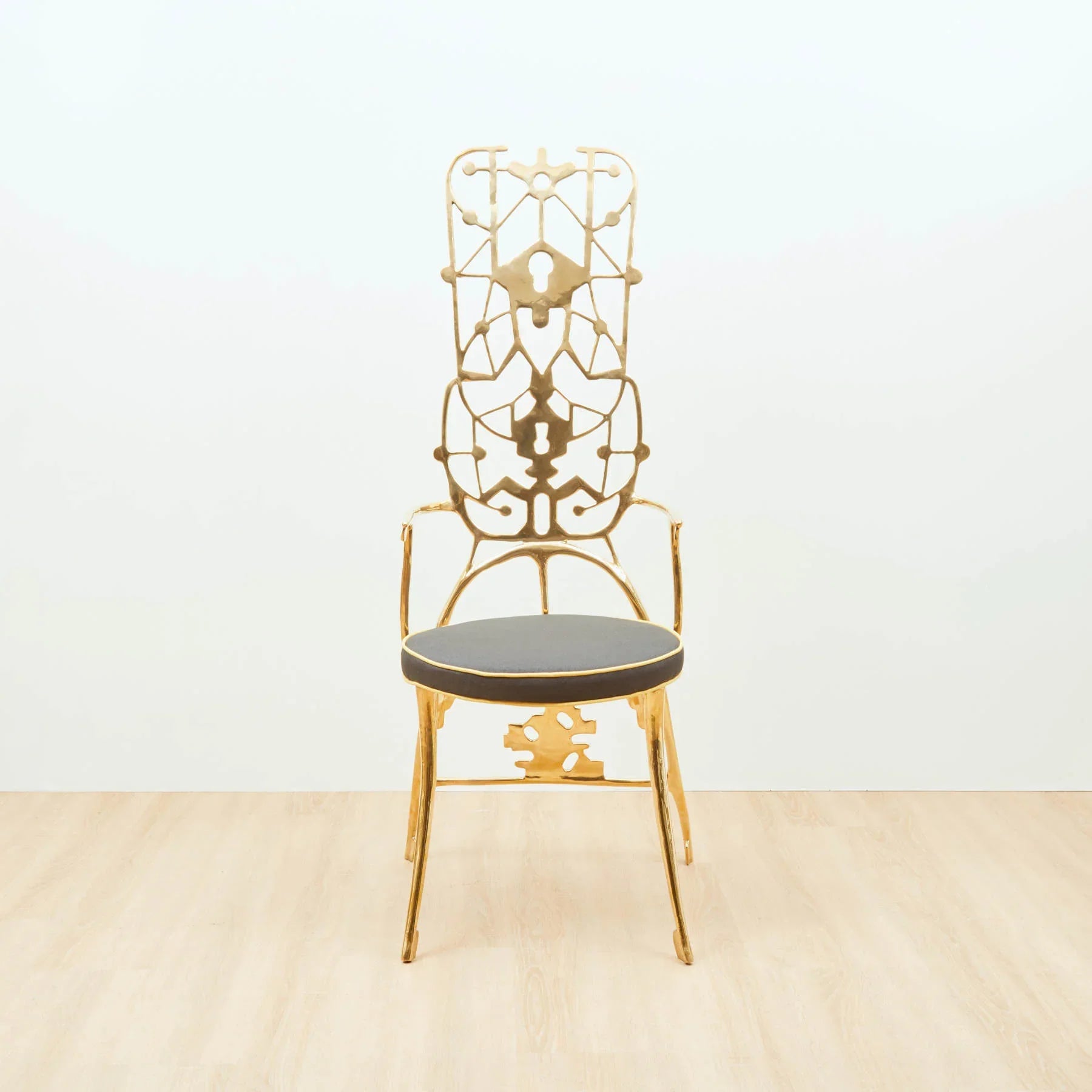 Golden Key High Back Brass Armchair