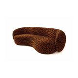 Brown Leopard Print Velvet Sofa, Bold Designer Furniture