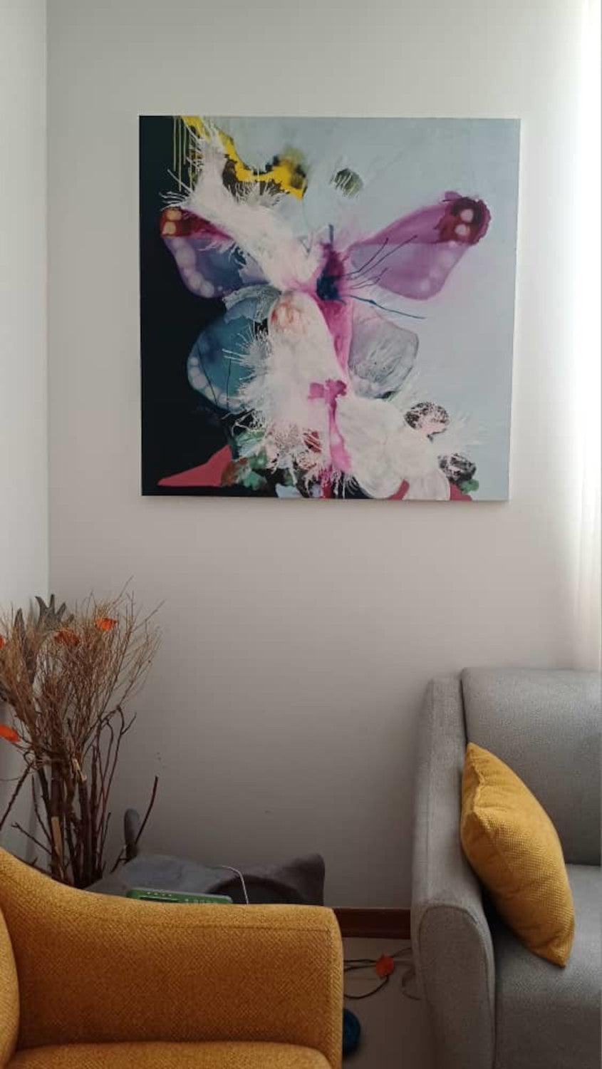 Mixed Media Painting - Acrylic & Ink on Canvas Art By Narges Maleki