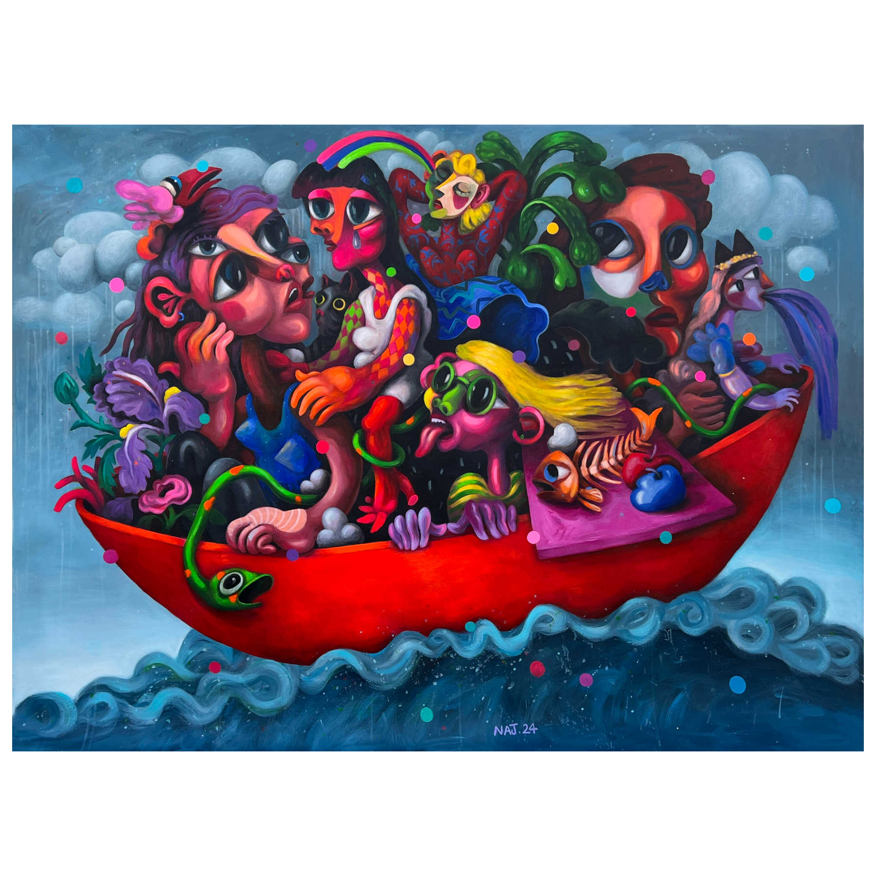 Najva Erfani Acrylic Paintings, Contemporary Folk Art Dubai