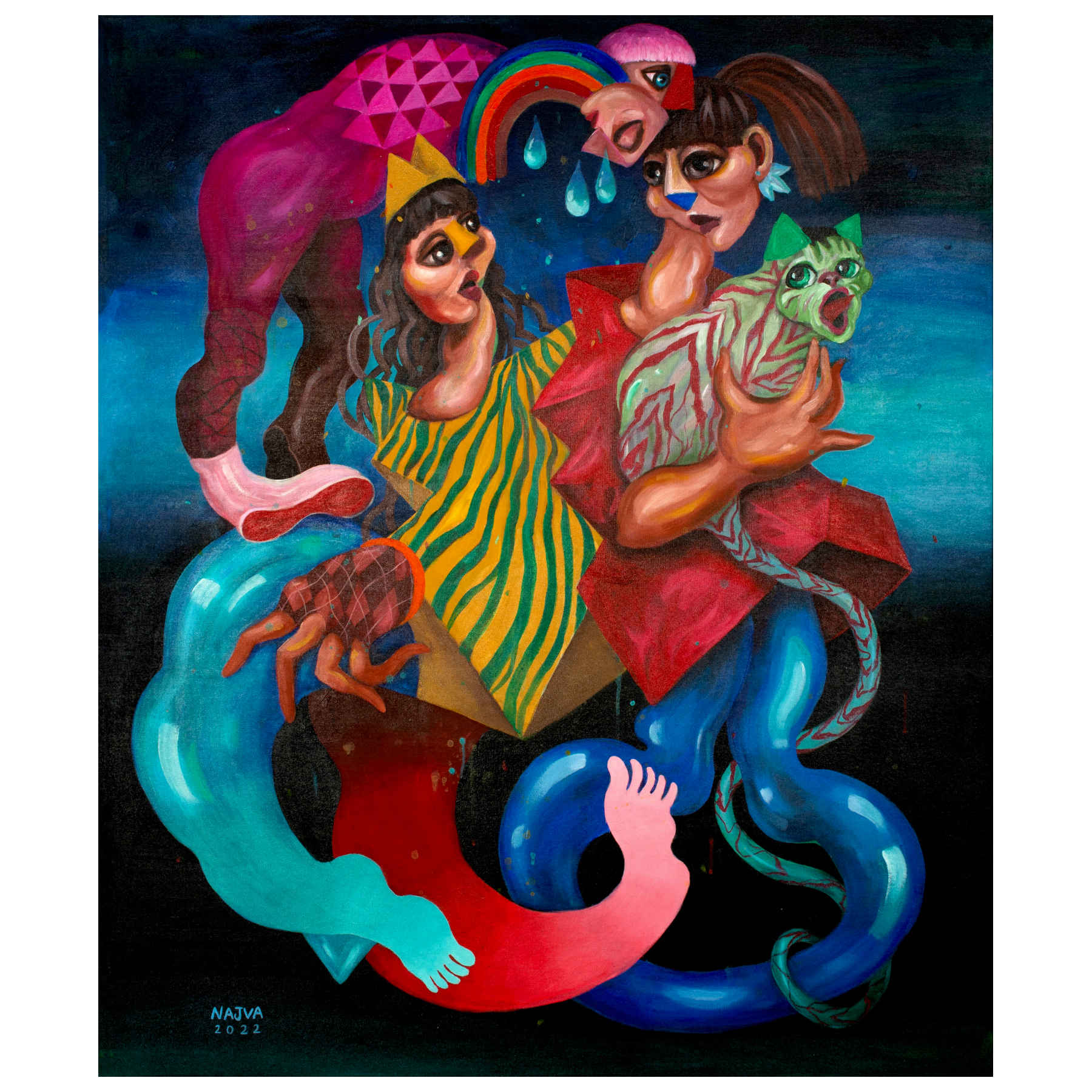 Najva Erfani Acrylic Paintings, Contemporary Folk Art Dubai