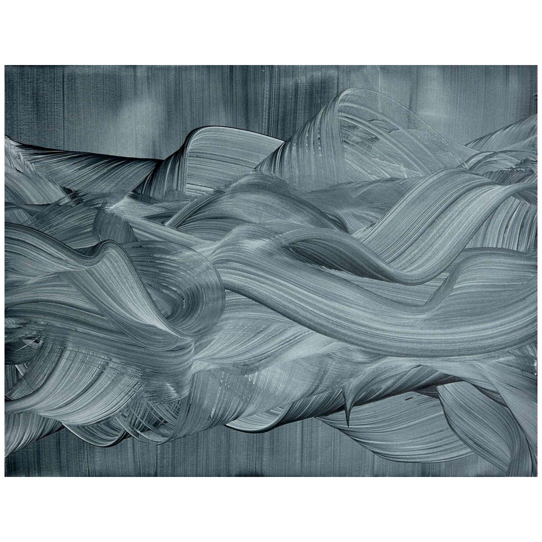 Grey Horizontal Abstract Painting For Interior Design