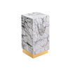 Pedestal White Marble Plinth Side Table With Bronze Base