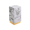 Pedestal White Marble Plinth Side Table With Bronze Base