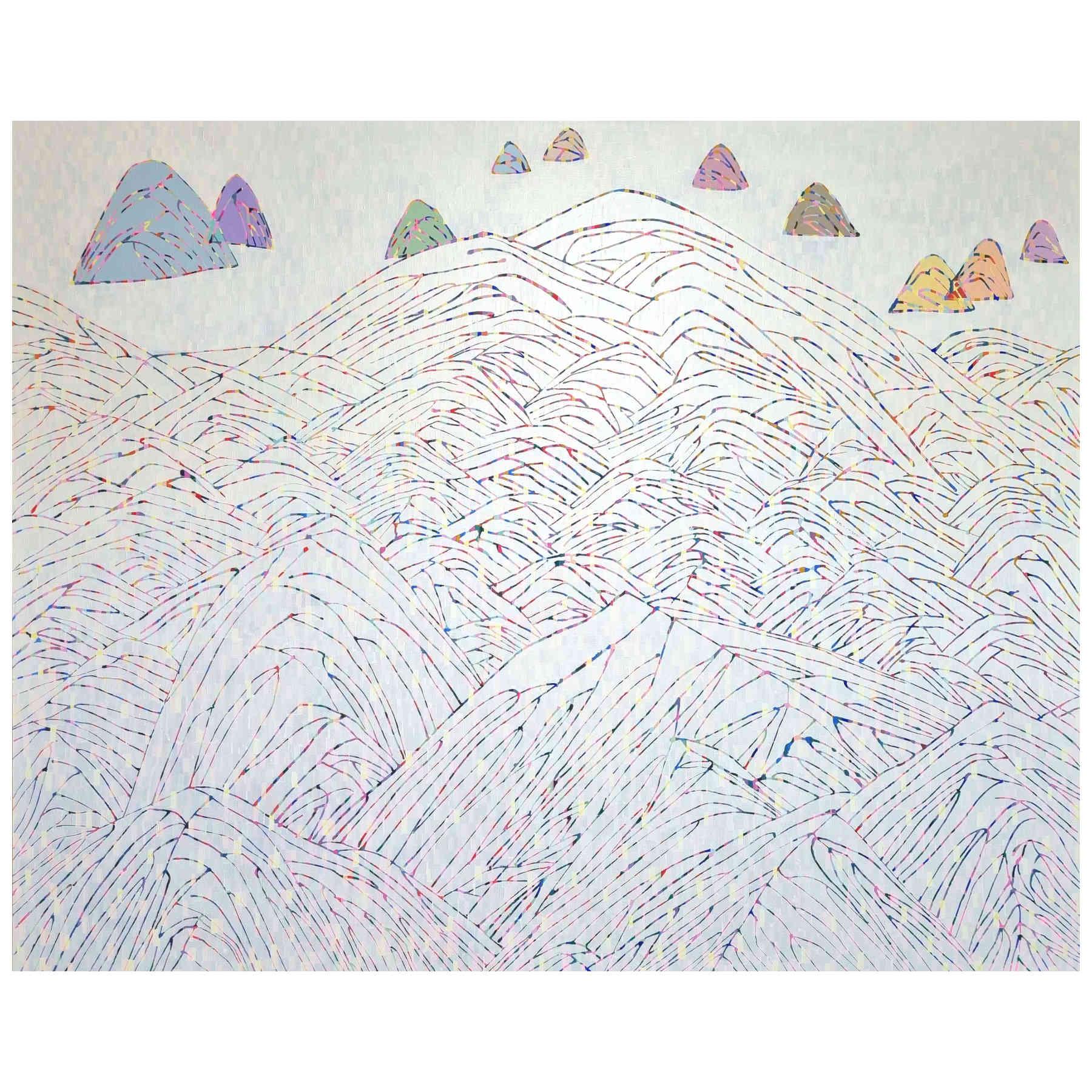 White Mountain Landscape Acrylic Painting By Hanji Park in Dubai