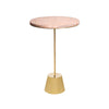 Round Pink Marble & Bronze Side Table