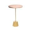 Round Pink Marble & Bronze Side Table
