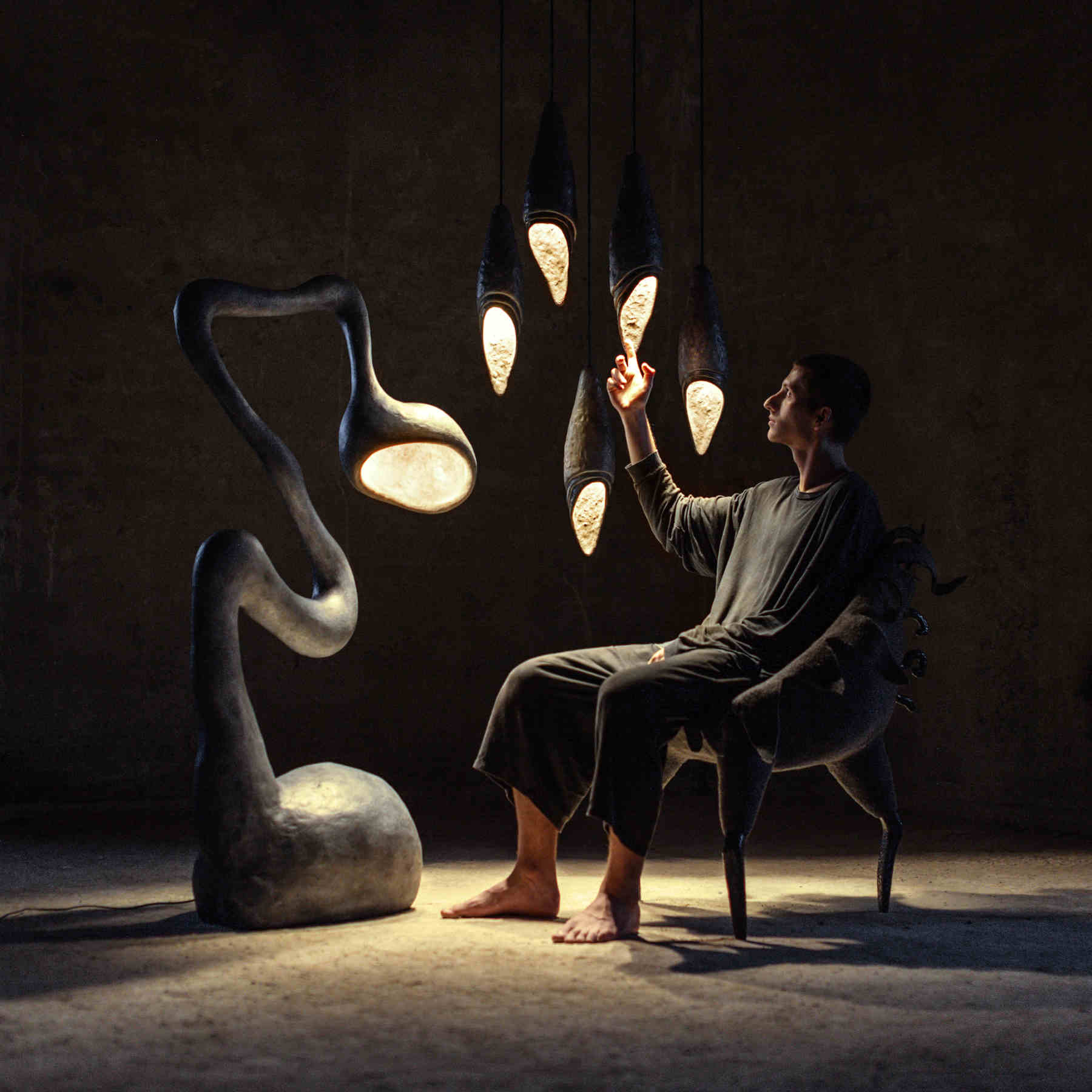 Contemporary Ceiling Lamp Set of 5, Organic Bionic Design By Pavel Vishnevsky