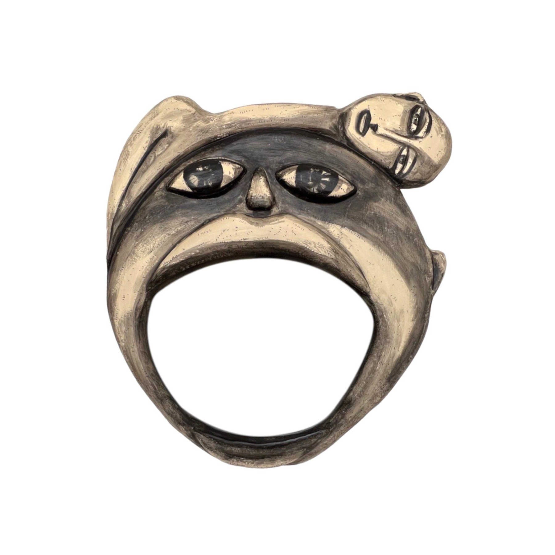 Sculptured Painted Decorative Wall Mirror, Artistic Handmade Wall Mounted Art