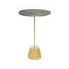 Round Green Marble & Bronze Side Table