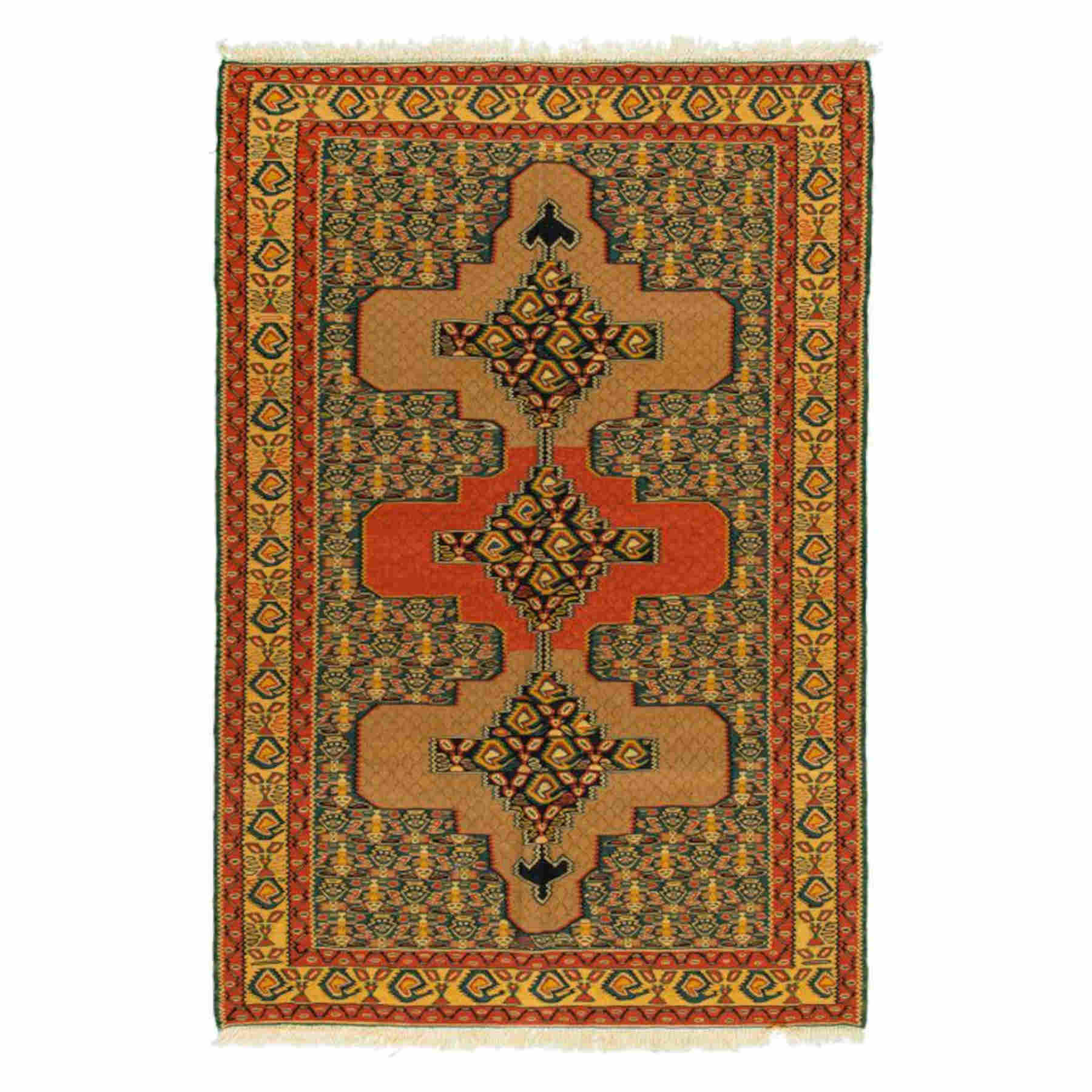 Medallion Sanandaj Persian Kilim 106x155, Handmade Nomadic Wool Rugs & Kilims in Dubai
