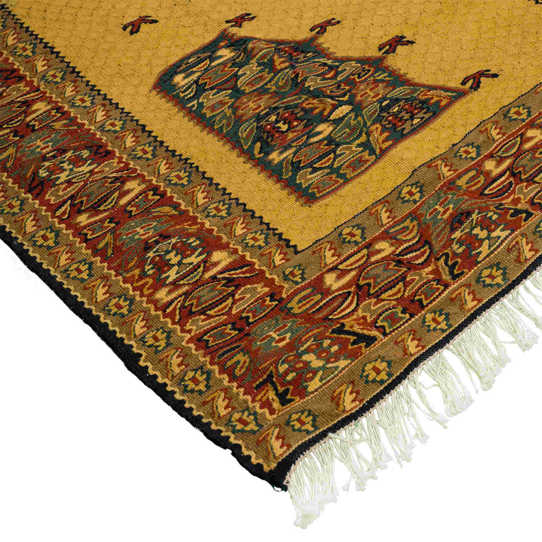 Medallion Sanandaj Persian Kilim 128x162, Handmade Nomadic Wool Rugs & Kilims in Dubai