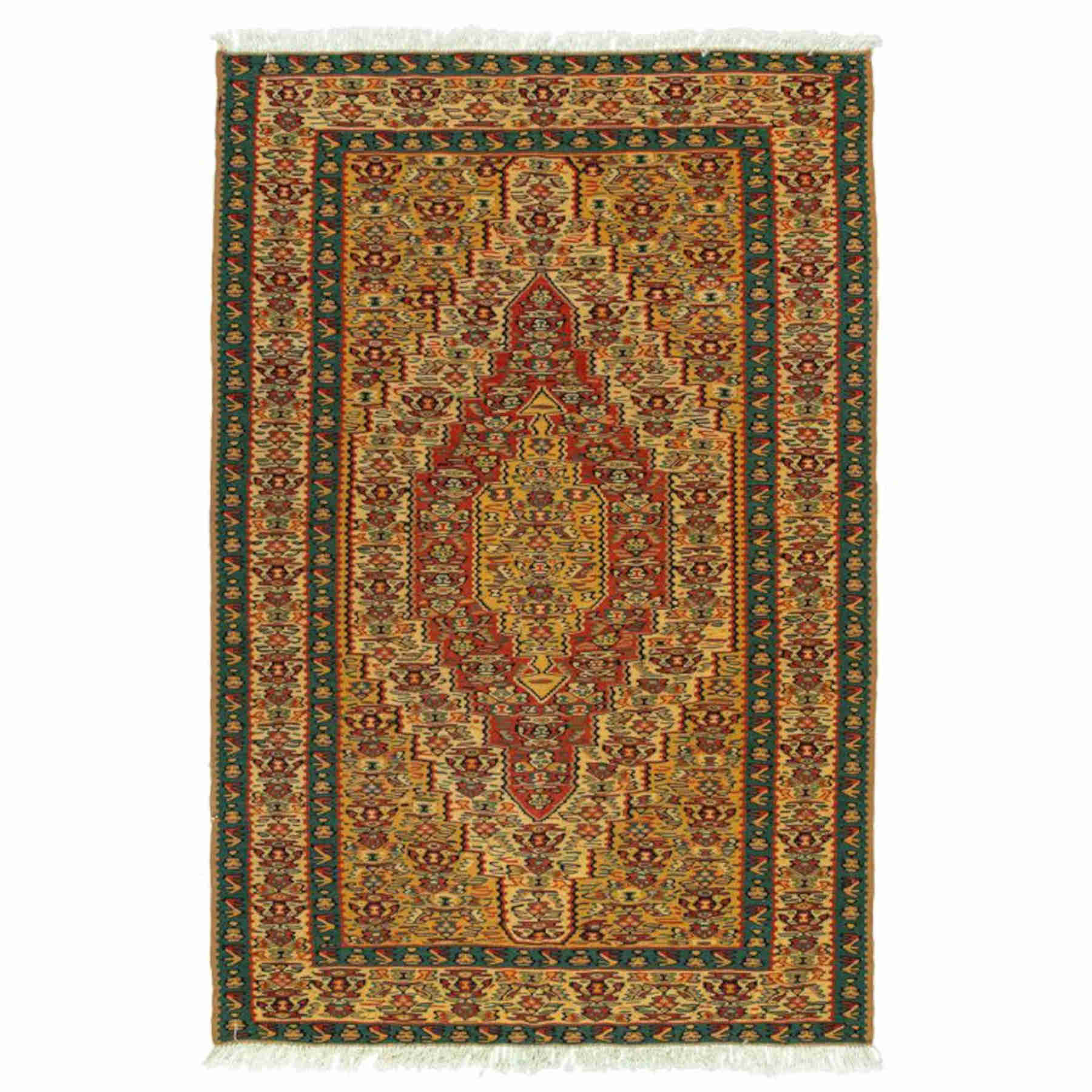 Medallion Sanandaj Persian Kilim 100x150, Handmade Nomadic Wool Rugs & Kilims in Dubai