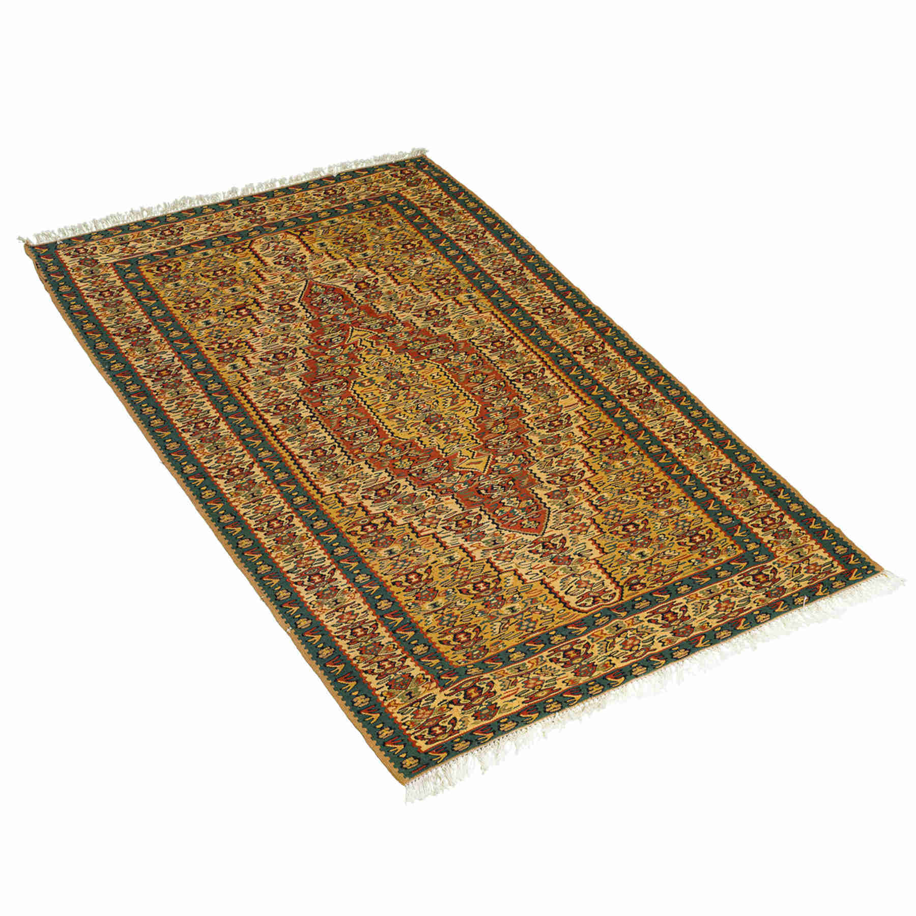 Medallion Sanandaj Persian Kilim 100x150, Handmade Nomadic Wool Rugs & Kilims in Dubai