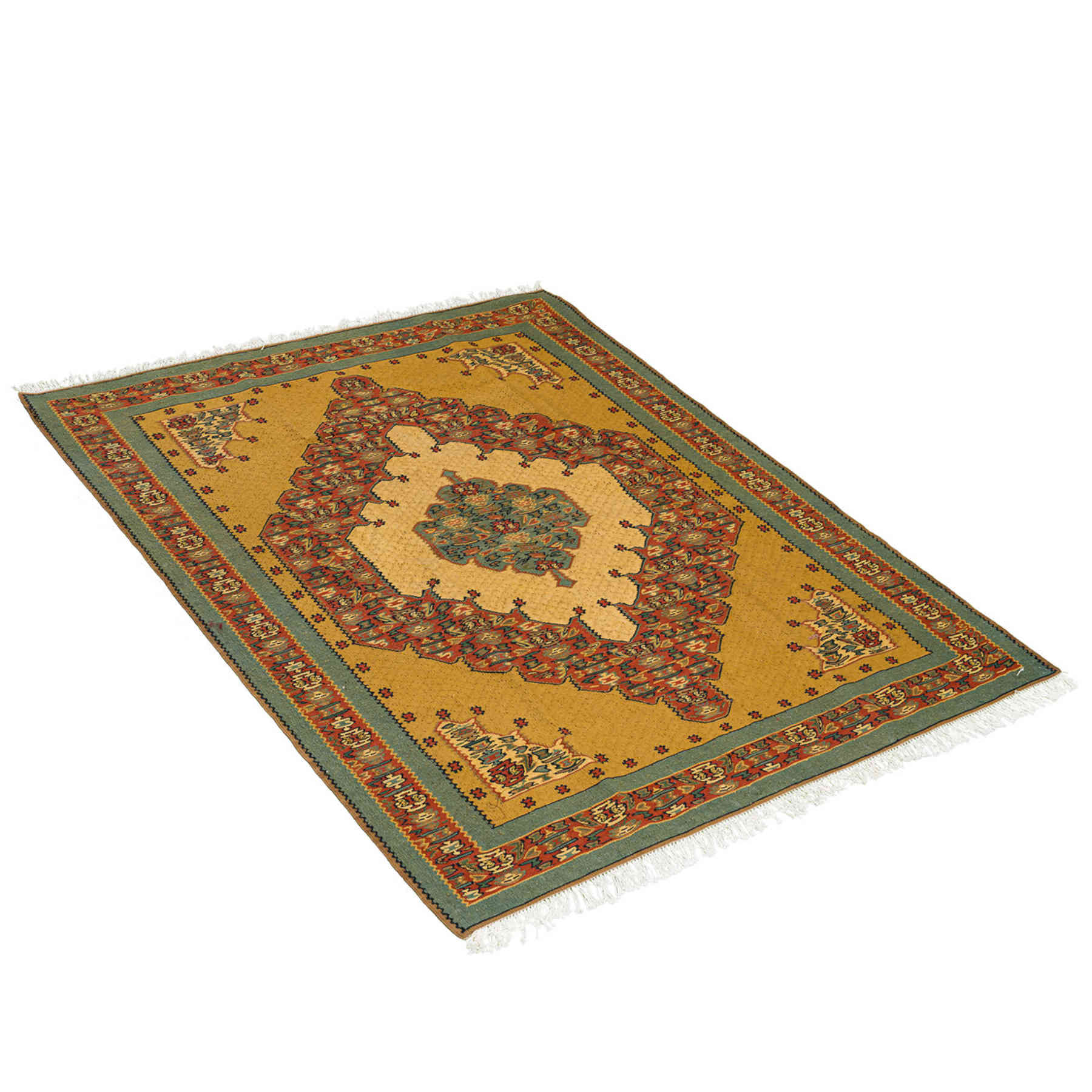 Medallion Sanandaj Persian Kilim 129x165, Handmade Nomadic Wool Rugs & Kilims in Dubai
