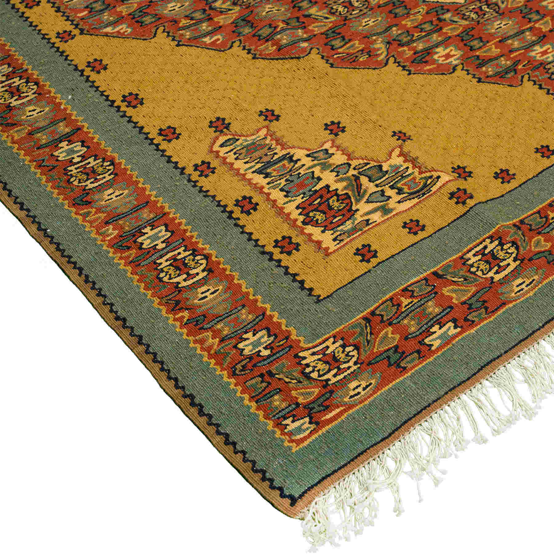 Medallion Sanandaj Persian Kilim 129x165, Handmade Nomadic Wool Rugs & Kilims in Dubai