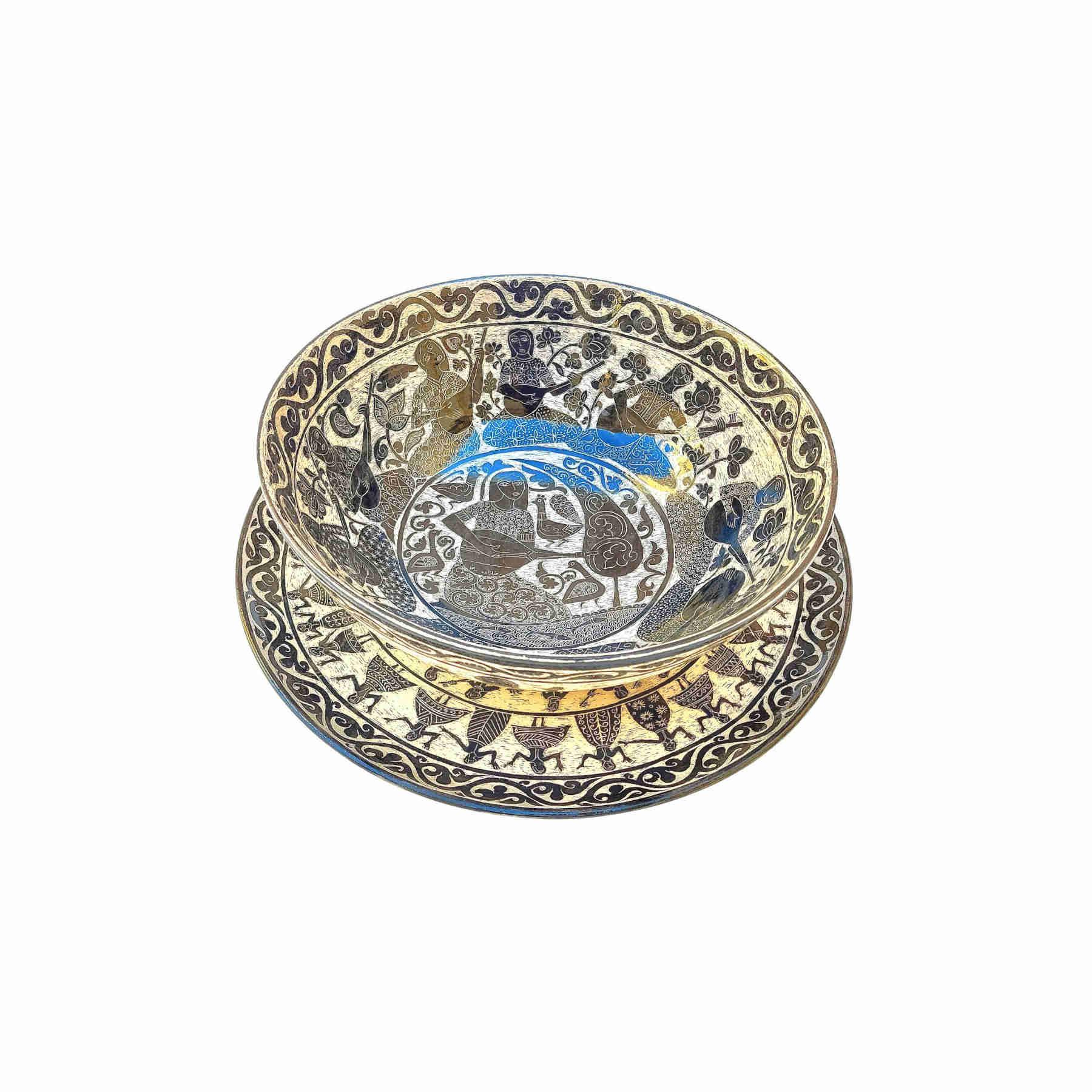 Sgraffito Hand Painted Ceramic Set - Decorative Arts & Home Decor Dubai