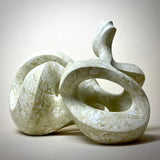 Silent Mixed Media Sculpture, Contemporary Clay Statues By Gabriel Rivera