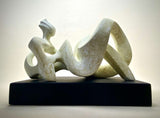 Silent Mixed Media Sculpture, Contemporary Clay Statues By Gabriel Rivera