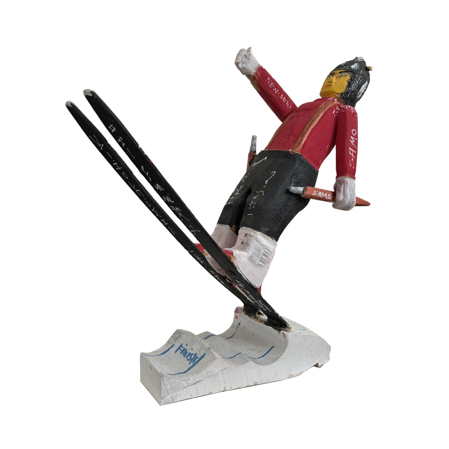 Group Skiing Wood Sculpture - Contemporary Wooden Statues & Artworks By Amir Kamand in Dubai