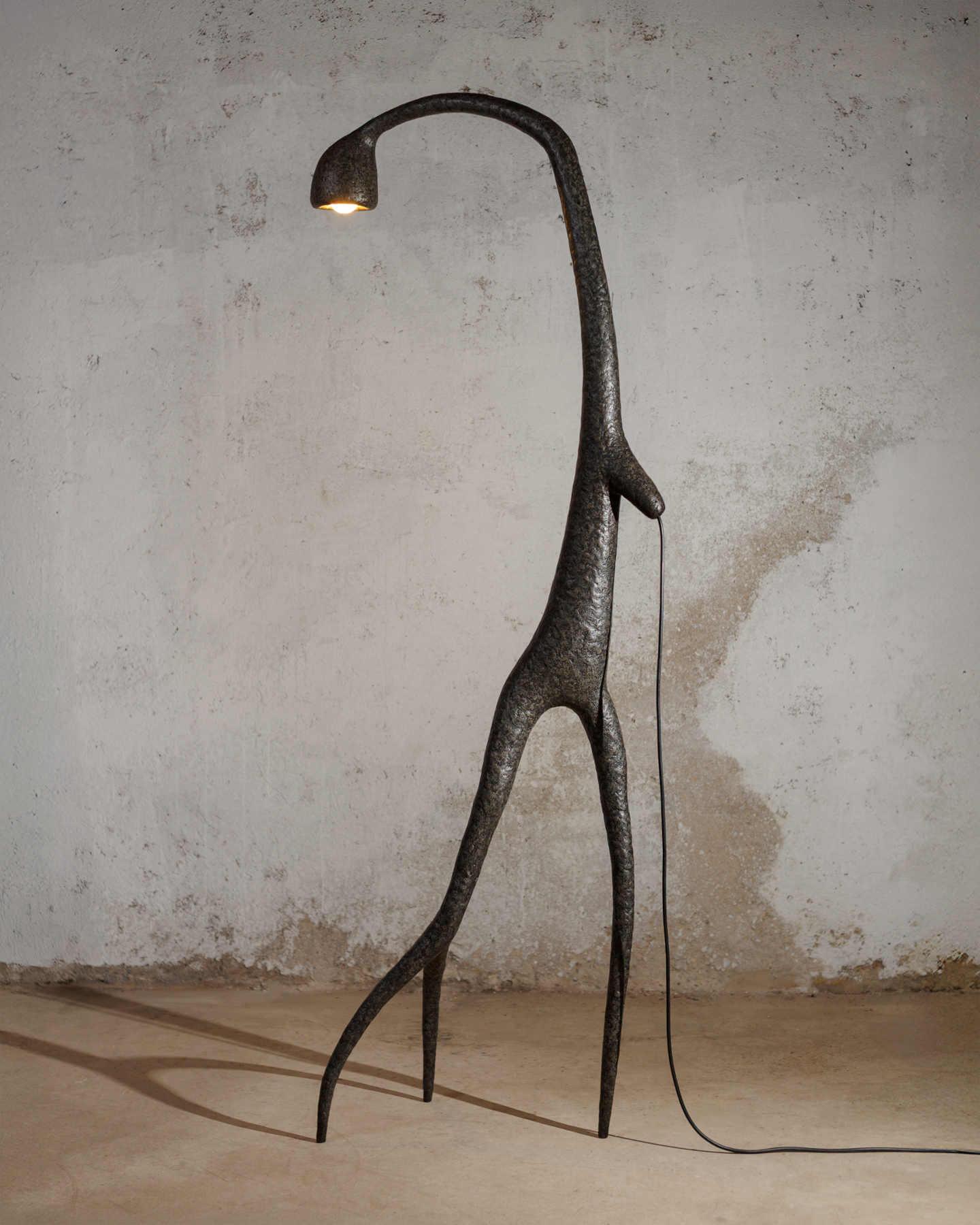 Black Contemporary Floor Lamp - Organic Bionic Design