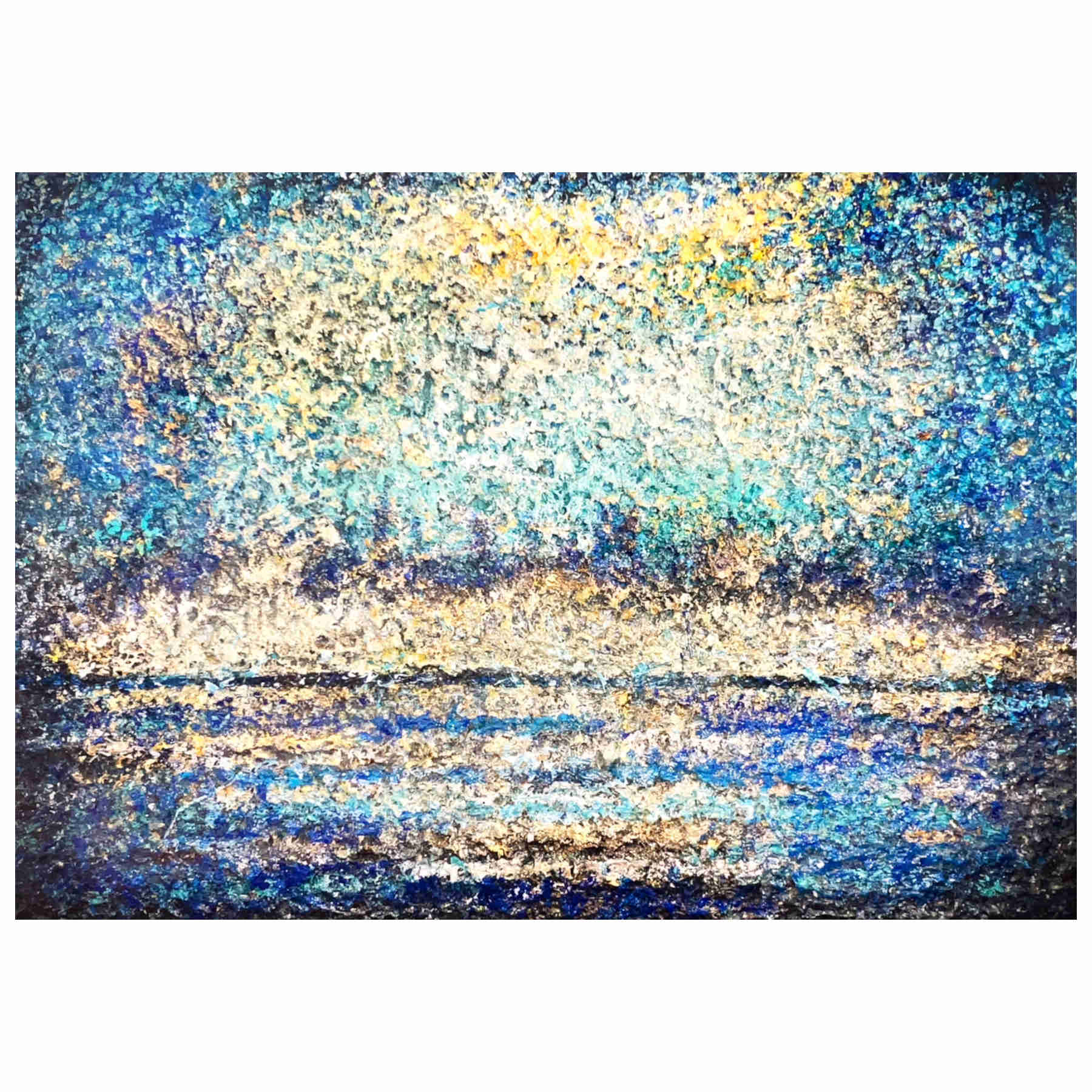 The Golden Azure Acrylic Painting By Rawia Zantout