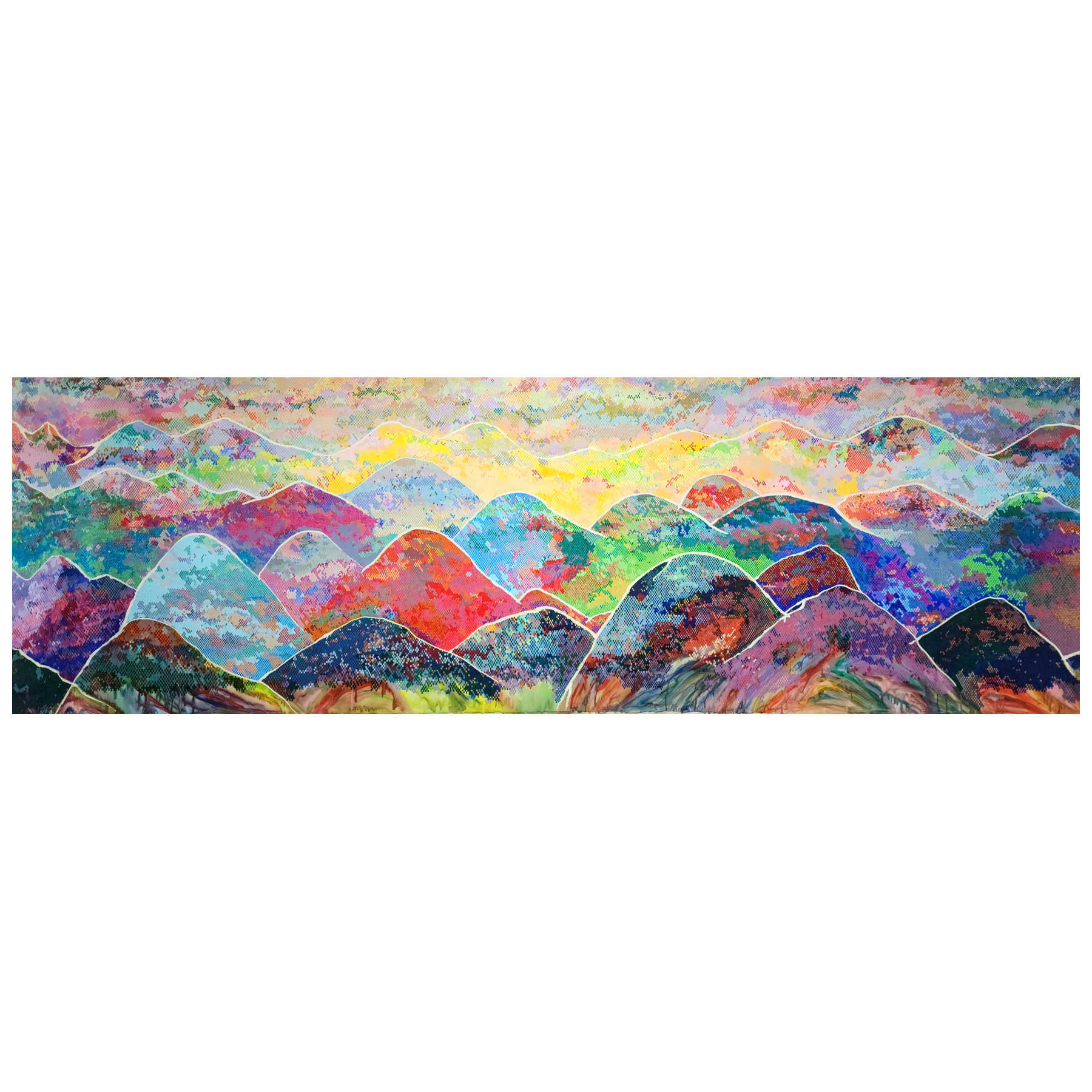 Long Horizontal Mountain Landscape Painting By Hanji Park