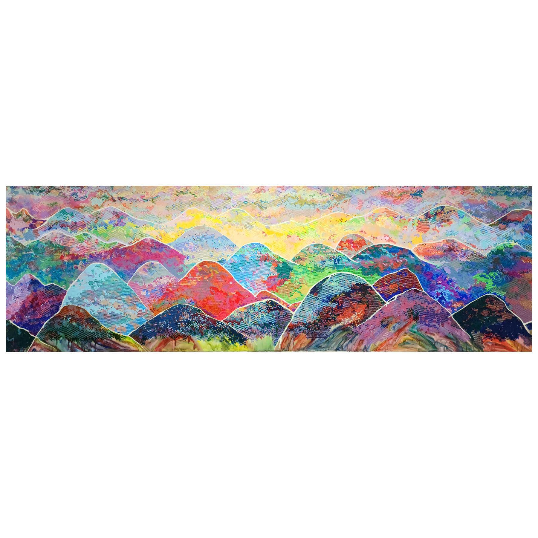 Long Horizontal Mountain Landscape Painting By Hanji Park