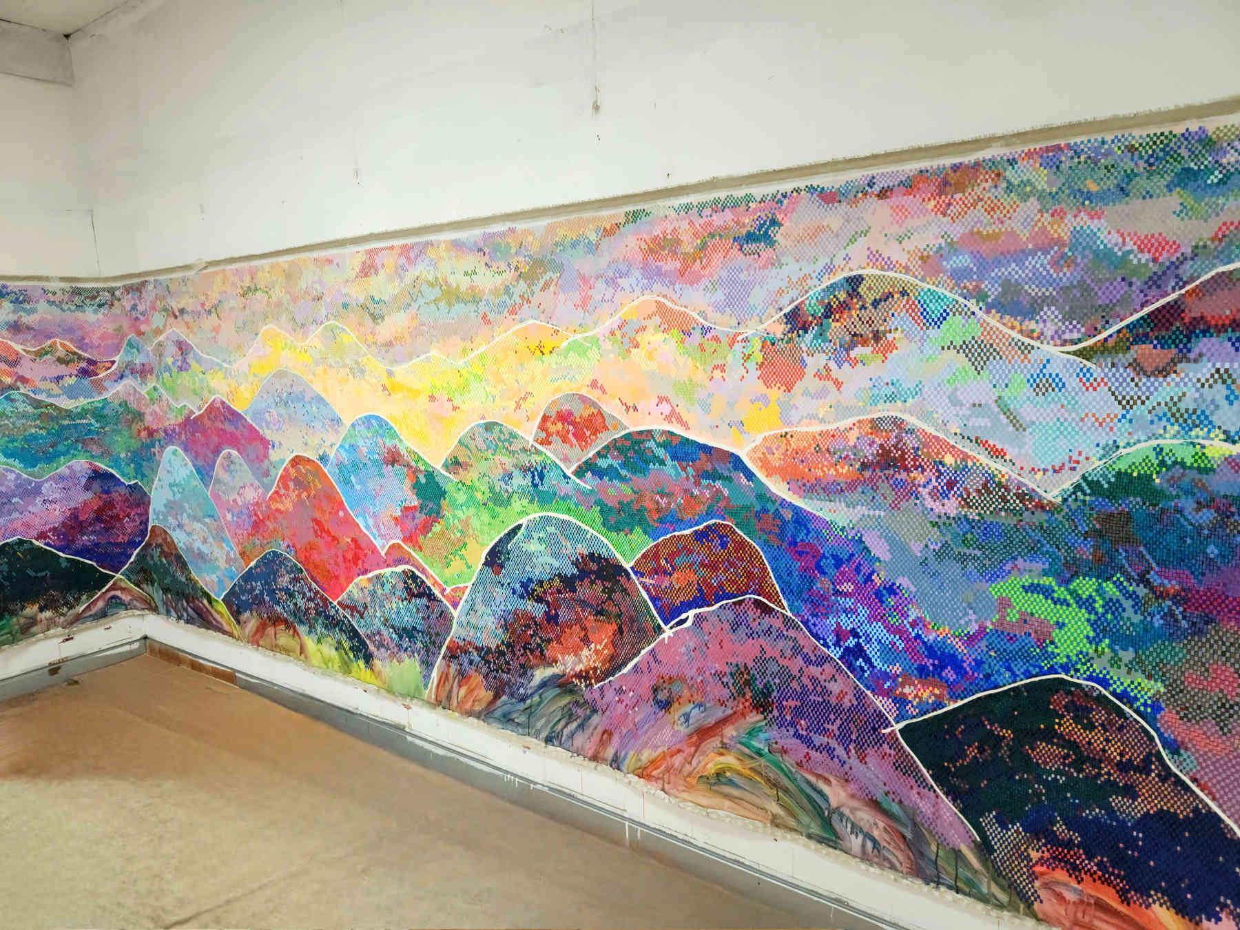 Long Horizontal Mountain Landscape Painting By Hanji Park