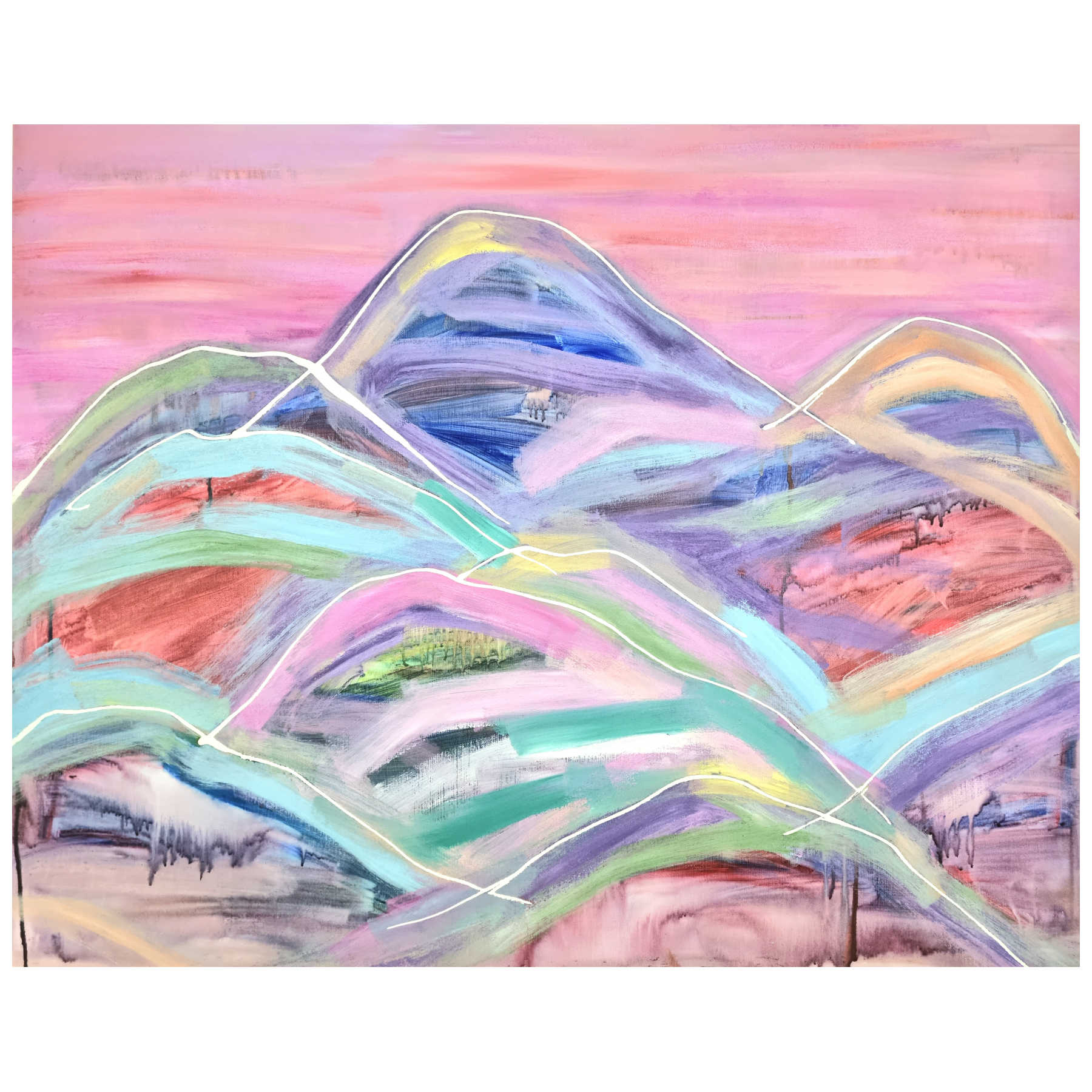 Pink Landscape Mixed Media Painting & Pop Art By Hanji Park in Dubai