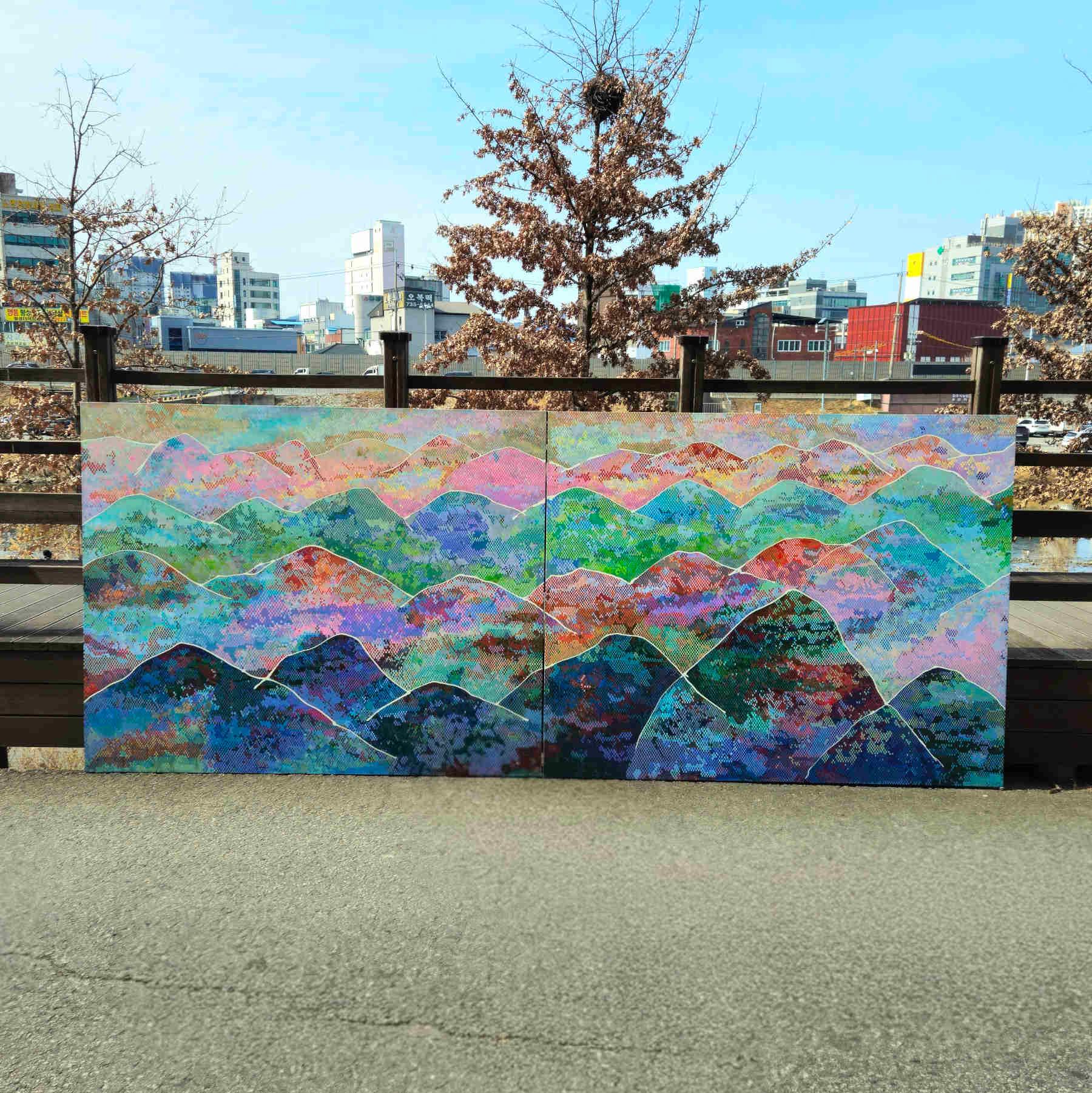 Colorful Mountains Acrylic Painting By Hanji Park in Dubai