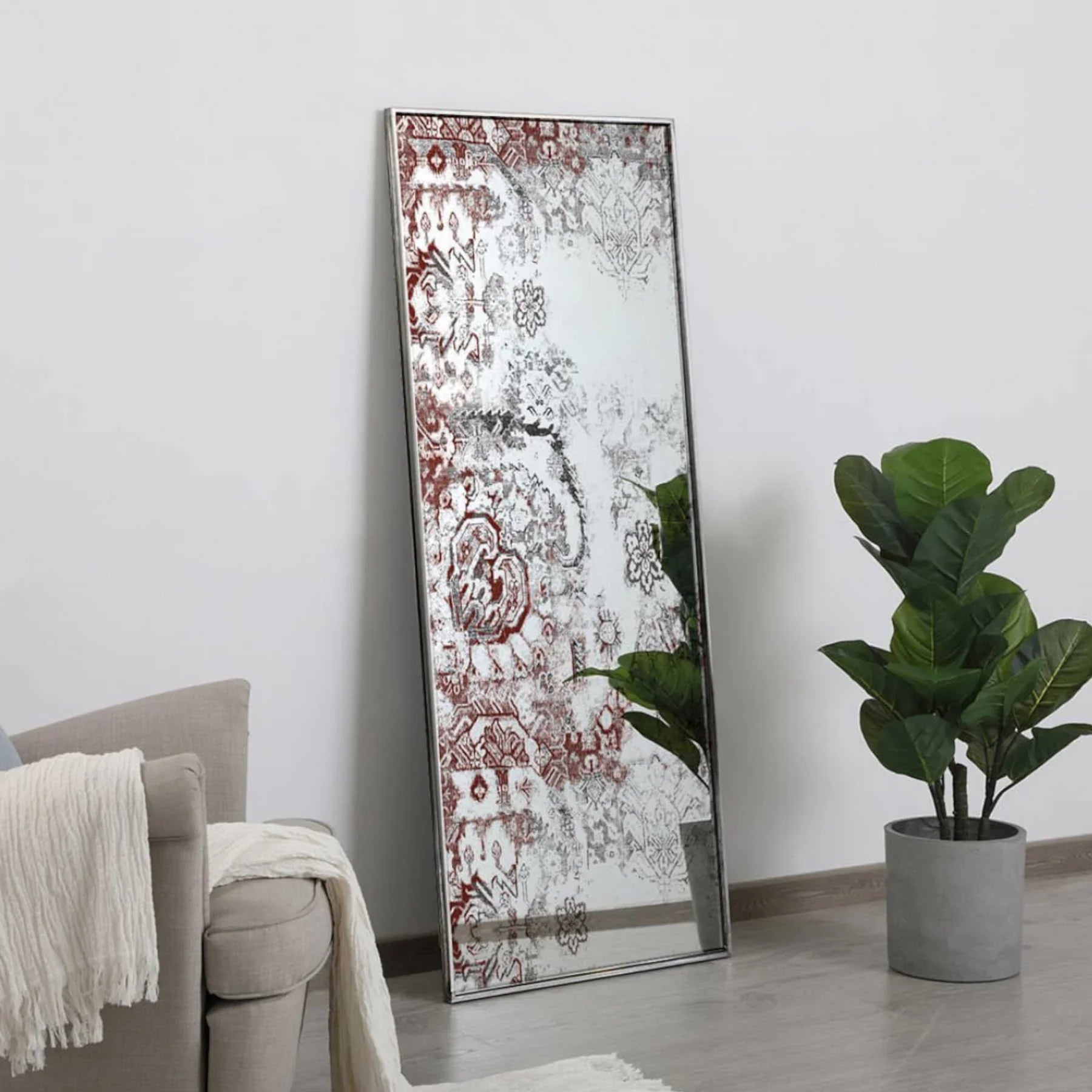 Tribal Decorative Wall Mirror, Painted Mirrors in Metal Frame