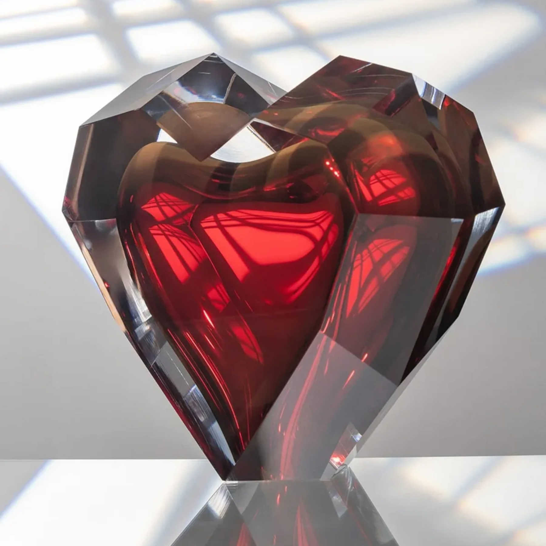 Heart Glass Sculpture, Heart Shaped Collectible Glass Art For Valentines