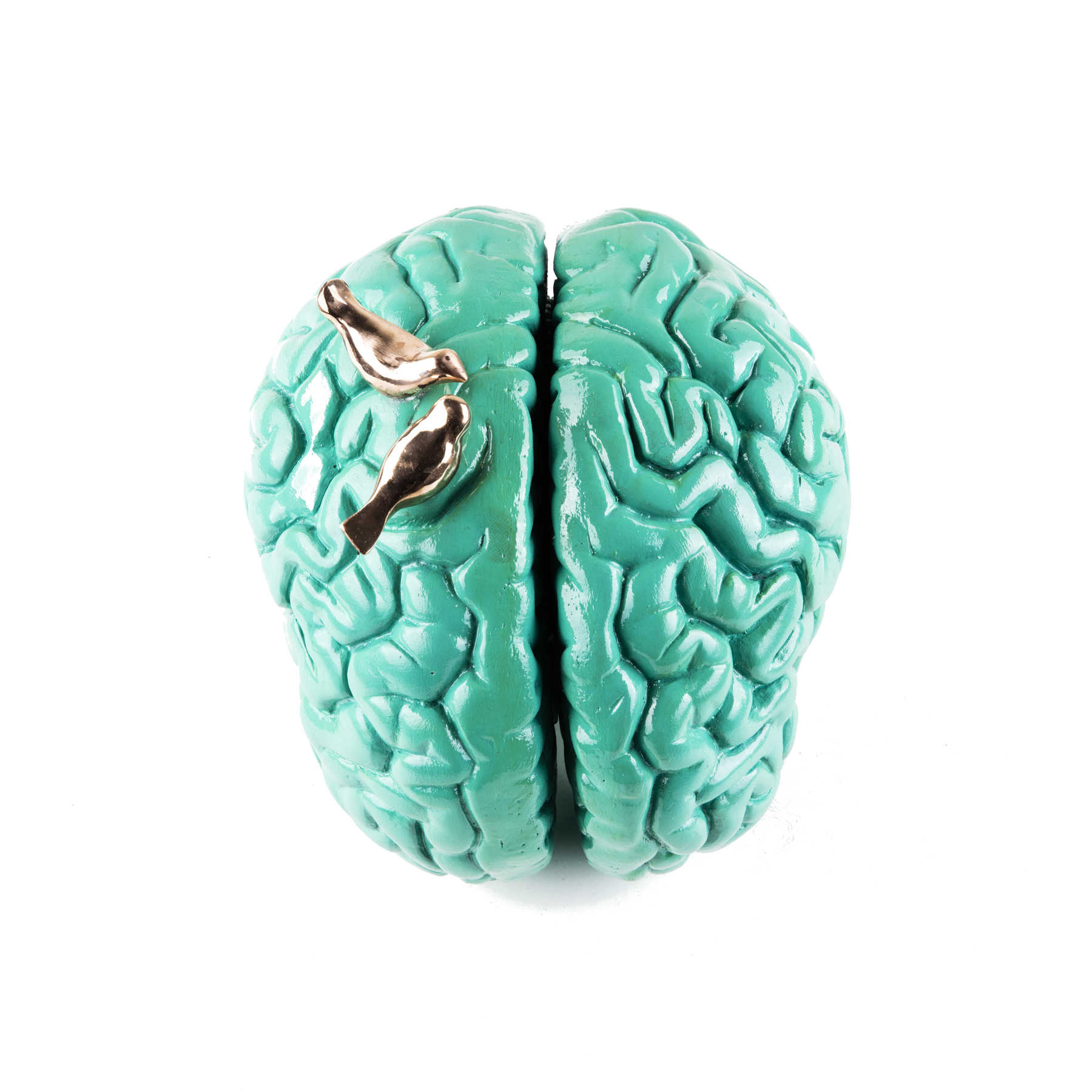 Brain & Birds Turquoise Fiberglass Sculpture