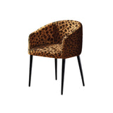 Leopard Furry Velvet Dining Chair with Black Legs
