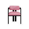 Pink Velvet Dining Chair with Black lacquered wooden legs