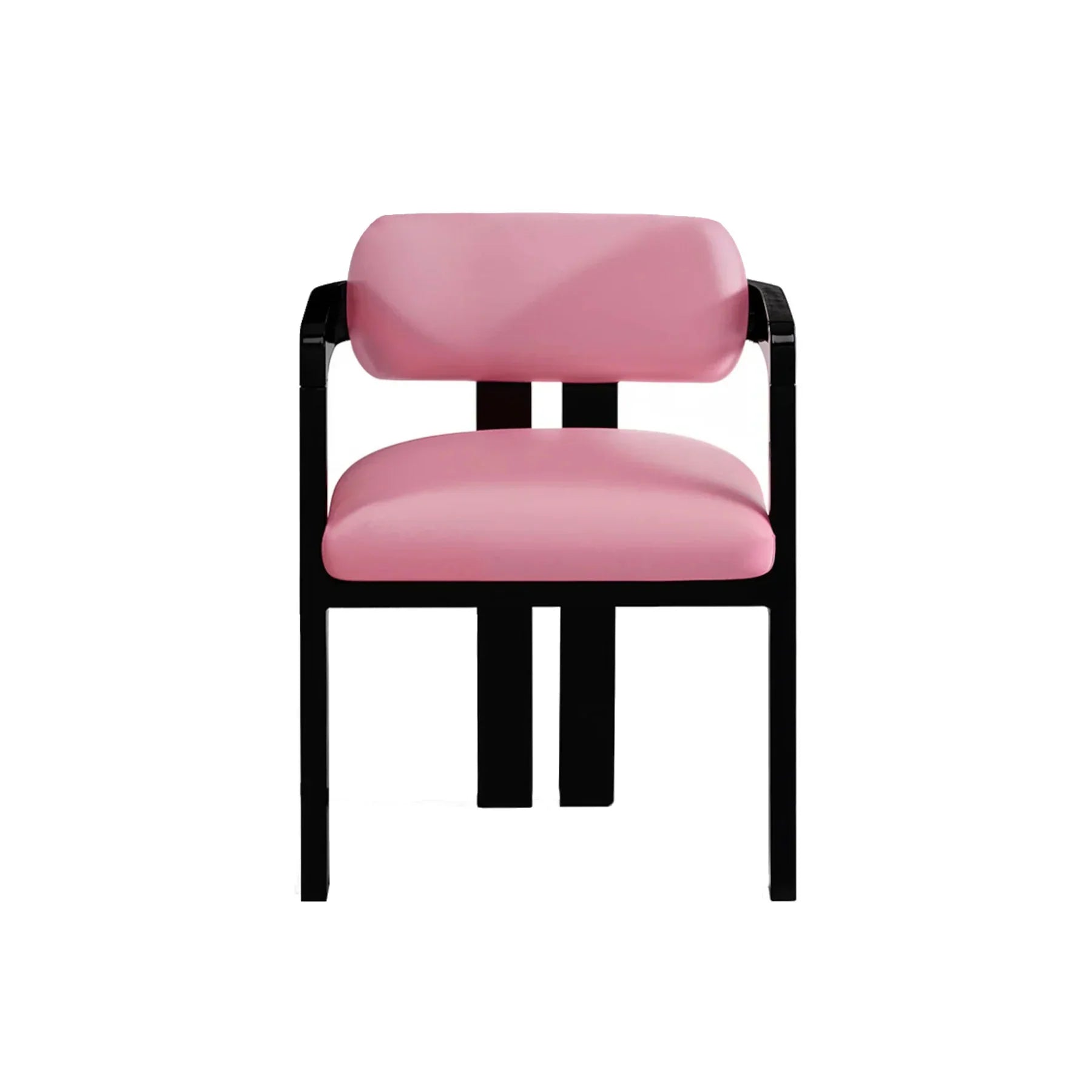 Pink Velvet Dining Chair with Black lacquered wooden legs