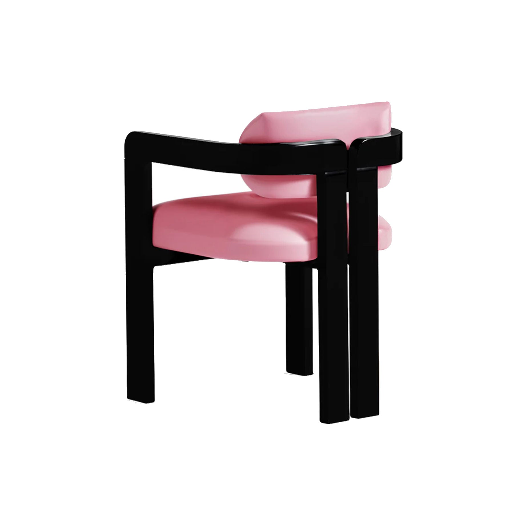 Pink Velvet Dining Chair with Black lacquered wooden legs