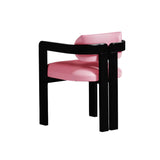 Pink Velvet Dining Chair with Black lacquered wooden legs