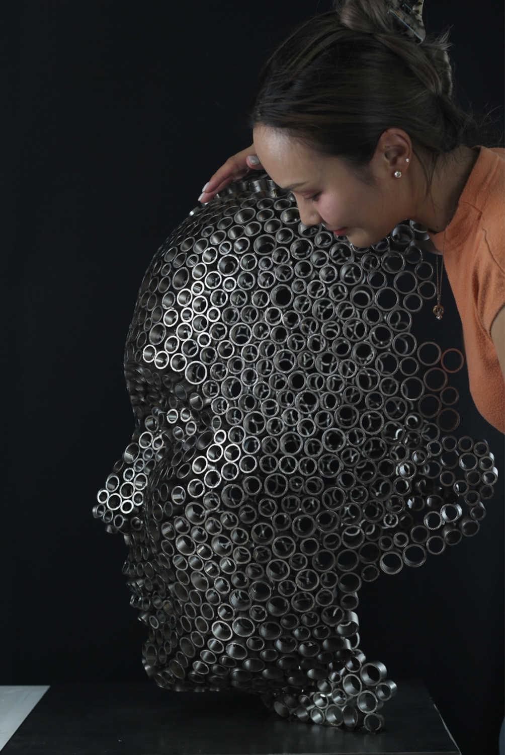 Contemporary Human Stainless Steel Sculpture By Vincent Barrau in Dubai