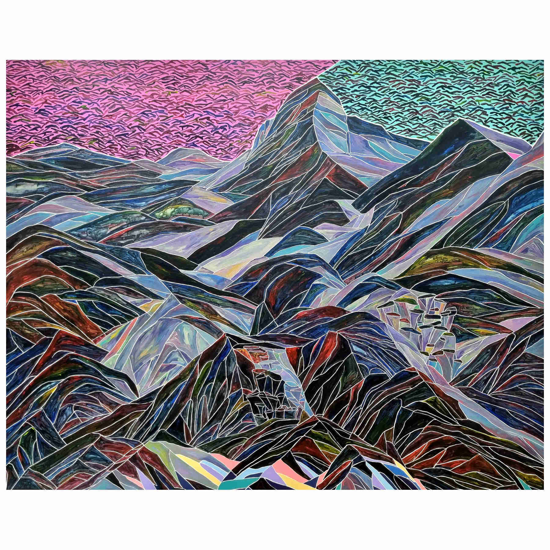 Colorful Mountains Acrylic Painting By Hanji Park in Dubai