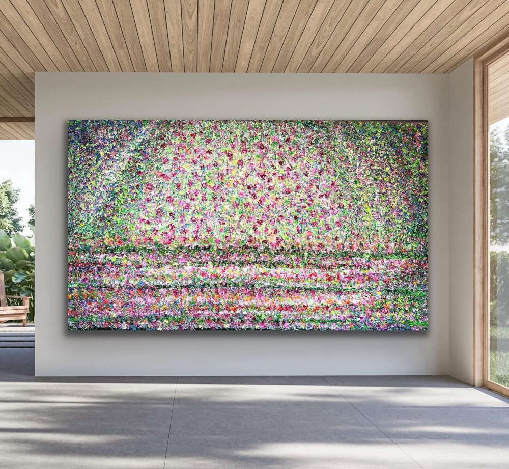 Whispering Bloomscape Acrylic Painting By Rawia Zantout