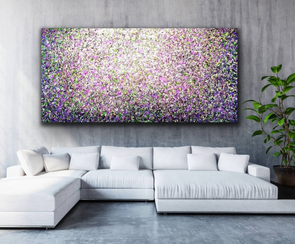 Whispers Of The Lilac Field Acrylic Painting By Rawia Zantout