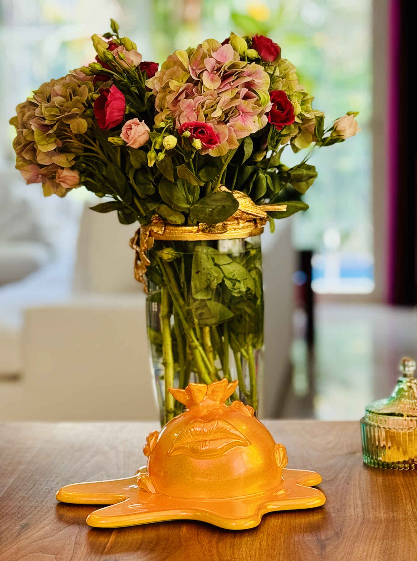 Be My Darling Yellow & Pink Pomegranate Resin Sculpture Dubai
