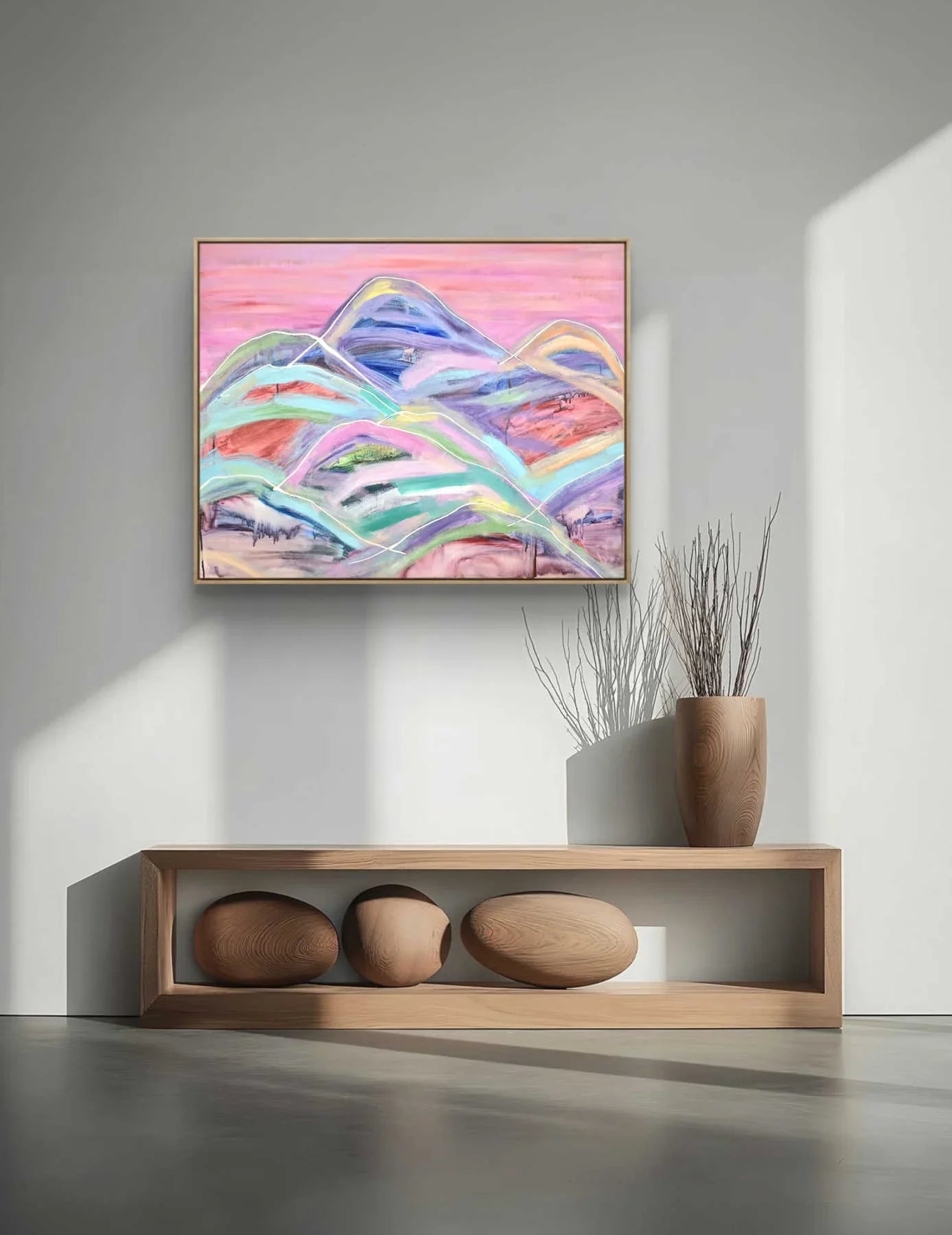Colorful Mountains Acrylic Painting By Hanji Park in Dubai
